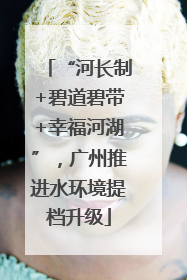 “河长制+碧道碧带+幸福河湖”，广州推进水环境提档升级