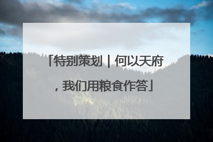 特别策划｜何以天府，我们用粮食作答