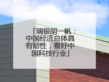 瑞银胡一帆：中国经济总体具有韧性，看好中国科技行业