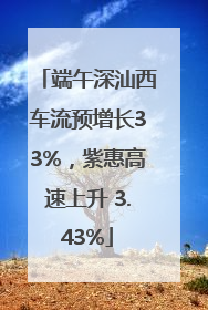 端午深汕西车流预增长33%，紫惠高速上升 3.43%