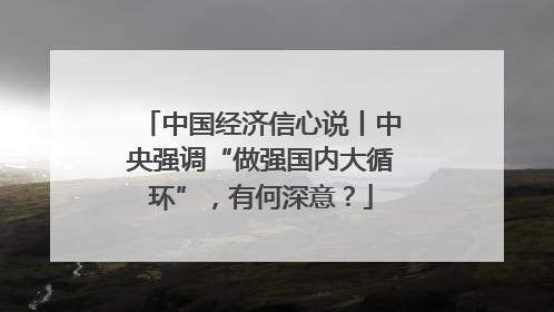 中国经济信心说丨中央强调“做强国内大循环”，有何深意？