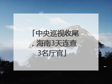 中央巡视收尾，海南3天连查3名厅官