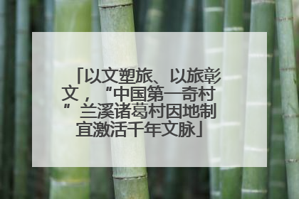 以文塑旅、以旅彰文，“中国第一奇村”兰溪诸葛村因地制宜激活千年文脉