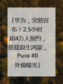 华为，突然宣布！2.5小时超4万人预约，搭载原生鸿蒙，Pura 80外观曝光