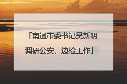 南通市委书记吴新明调研公安、边检工作