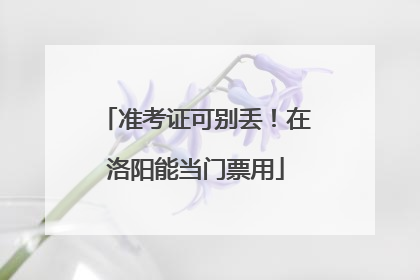 准考证可别丢！在洛阳能当门票用