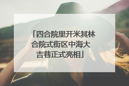 四合院里开米其林 合院式街区中海大吉巷正式亮相