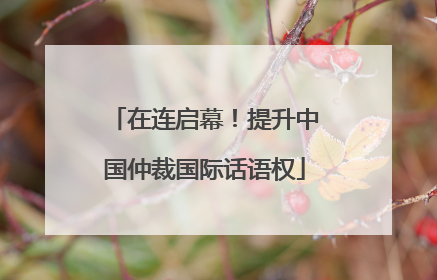 在连启幕！提升中国仲裁国际话语权