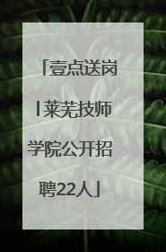 壹点送岗│莱芜技师学院公开招聘22人