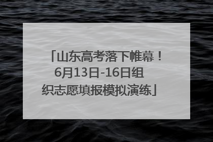 山东高考落下帷幕！6月13日-16日组织志愿填报模拟演练