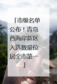 市级名单公布！青岛西海岸新区入选数量位居全市第一