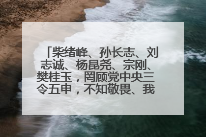 柴绪峰、孙长志、刘志诚、杨昆尧、宗刚、樊桂玉，罔顾党中央三令五申，不知敬畏、我行我素、肆意妄为！