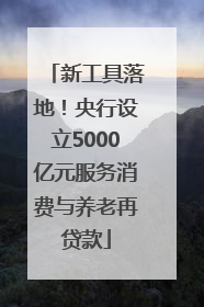 新工具落地!央行设立5000亿元服务消费与养老再贷款