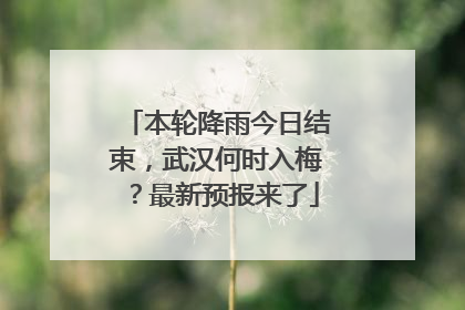 本轮降雨今日结束，武汉何时入梅？最新预报来了