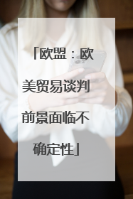 欧盟：欧美贸易谈判前景面临不确定性