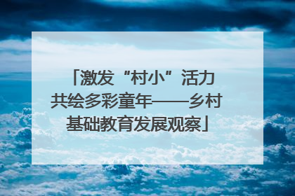 激发“村小”活力 共绘多彩童年——乡村基础教育发展观察