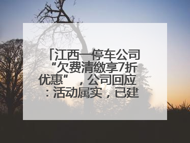 江西一停车公司“欠费清缴享7折优惠”，公司回应：活动属实，已建立常态化诉讼追缴机制