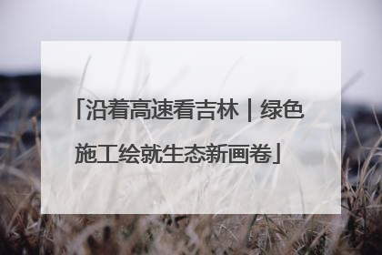 沿着高速看吉林｜绿色施工绘就生态新画卷