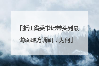 浙江省委书记带头到最薄弱地方调研，为何