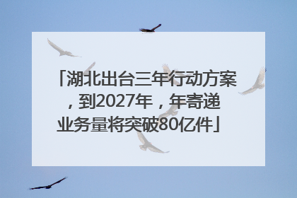 湖北出台三年行动方案，到2027年，年寄递业务量将突破80亿件