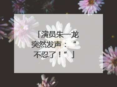 演员朱一龙突然发声：“不忍了！”