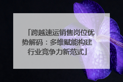 跨越速运销售岗位优势解码：多维赋能构建行业竞争力新范式