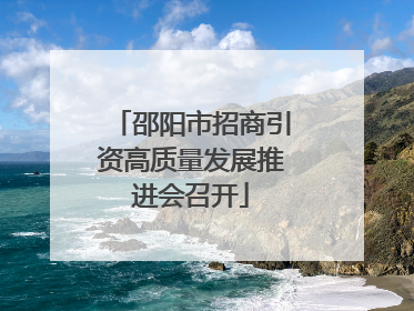 邵阳市招商引资高质量发展推进会召开
