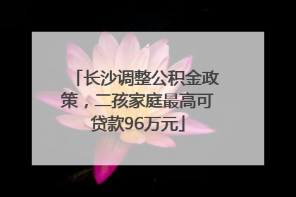 长沙调整公积金政策，二孩家庭最高可贷款96万元