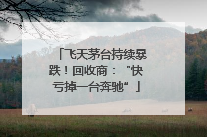 飞天茅台持续暴跌！回收商：“快亏掉一台奔驰”