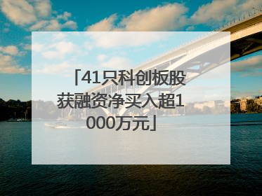 41只科创板股获融资净买入超1000万元