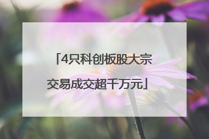 4只科创板股大宗交易成交超千万元